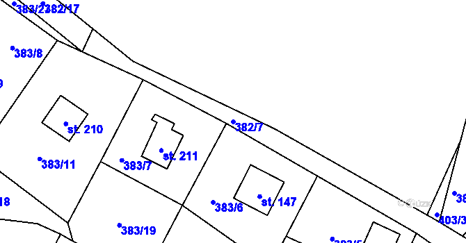 Parcela st. 382/7 v KÚ Jabkenice, Katastrální mapa