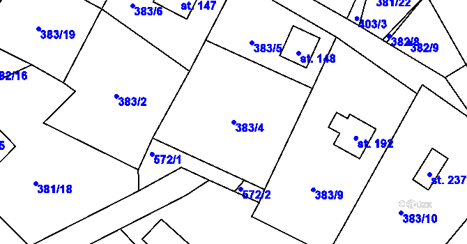 Parcela st. 383/4 v KÚ Jabkenice, Katastrální mapa