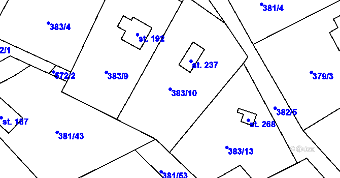 Parcela st. 383/10 v KÚ Jabkenice, Katastrální mapa