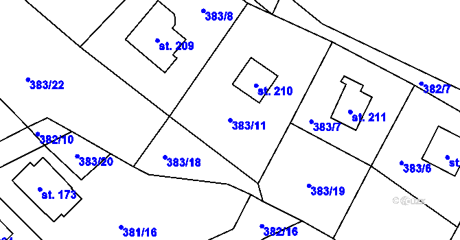 Parcela st. 383/11 v KÚ Jabkenice, Katastrální mapa