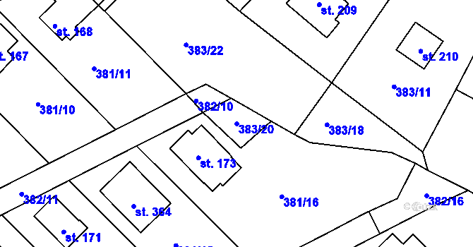 Parcela st. 383/20 v KÚ Jabkenice, Katastrální mapa