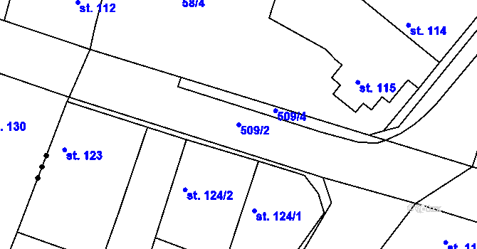 Parcela st. 509/2 v KÚ Jabkenice, Katastrální mapa