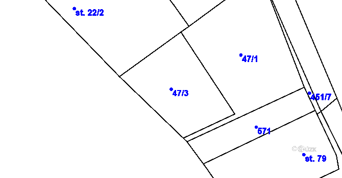 Parcela st. 47/3 v KÚ Jabkenice, Katastrální mapa