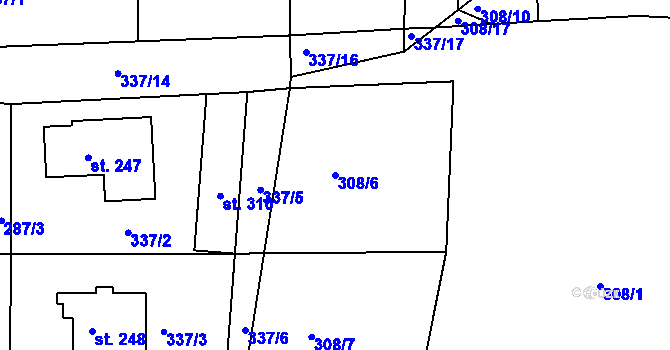Parcela st. 308/6 v KÚ Jabkenice, Katastrální mapa