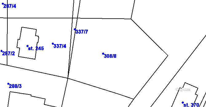 Parcela st. 308/8 v KÚ Jabkenice, Katastrální mapa