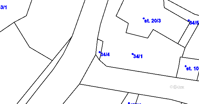 Parcela st. 34/4 v KÚ Jabkenice, Katastrální mapa
