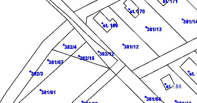 Parcela st. 382/12 v KÚ Jabkenice, Katastrální mapa