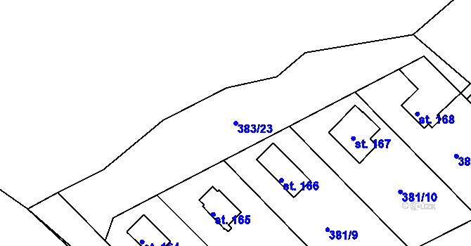 Parcela st. 383/23 v KÚ Jabkenice, Katastrální mapa