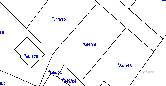 Parcela st. 341/14 v KÚ Jabkenice, Katastrální mapa