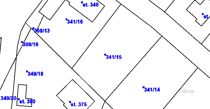 Parcela st. 341/15 v KÚ Jabkenice, Katastrální mapa
