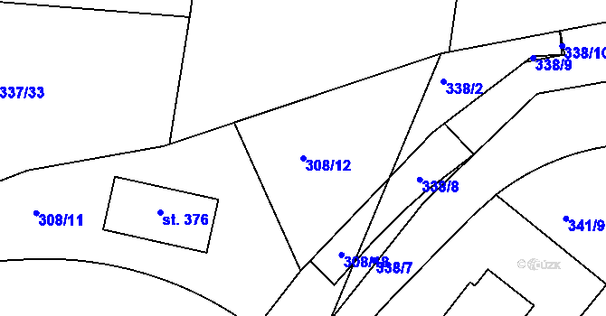 Parcela st. 308/12 v KÚ Jabkenice, Katastrální mapa