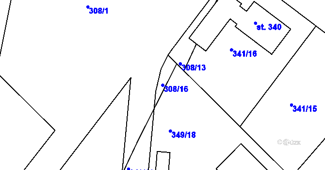 Parcela st. 308/16 v KÚ Jabkenice, Katastrální mapa