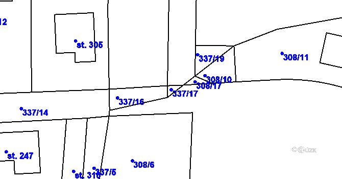 Parcela st. 337/17 v KÚ Jabkenice, Katastrální mapa