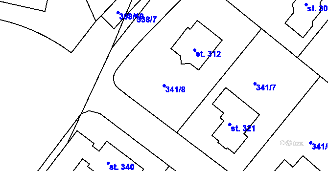 Parcela st. 341/8 v KÚ Jabkenice, Katastrální mapa