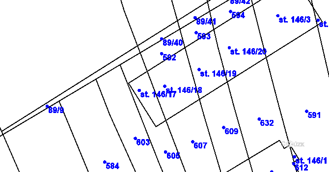 Parcela st. 146/18 v KÚ Jabkenice, Katastrální mapa