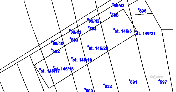 Parcela st. 146/20 v KÚ Jabkenice, Katastrální mapa