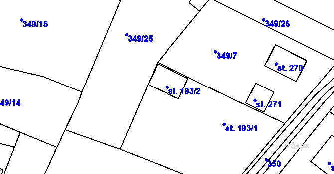 Parcela st. 193/2 v KÚ Jabkenice, Katastrální mapa