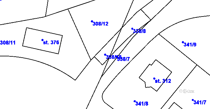 Parcela st. 308/18 v KÚ Jabkenice, Katastrální mapa