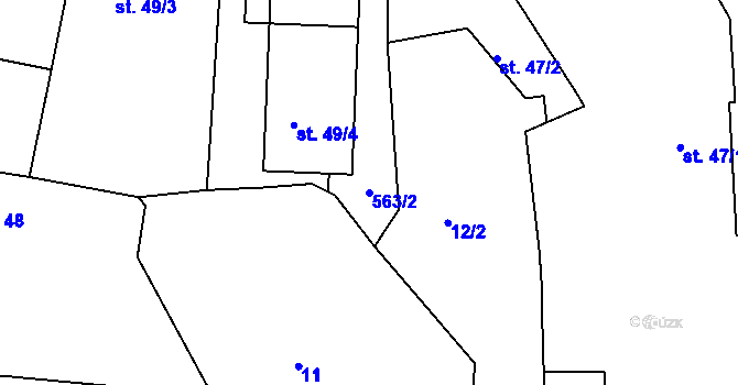 Parcela st. 563/2 v KÚ Jabkenice, Katastrální mapa