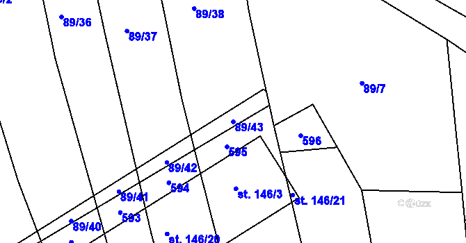 Parcela st. 89/43 v KÚ Jabkenice, Katastrální mapa