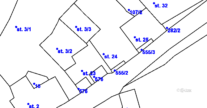 Parcela st. 24 v KÚ Jablečno, Katastrální mapa