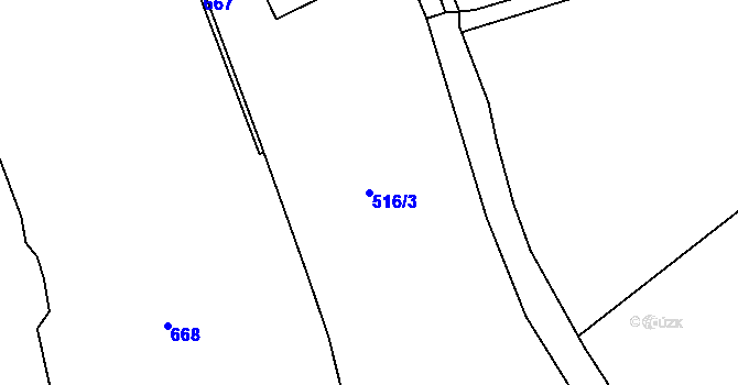 Parcela st. 516/3 v KÚ Jablečno, Katastrální mapa