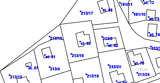 Parcela st. 69 v KÚ Přísednice, Katastrální mapa