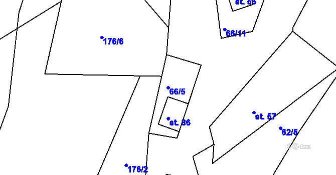 Parcela st. 66/5 v KÚ Přísednice, Katastrální mapa