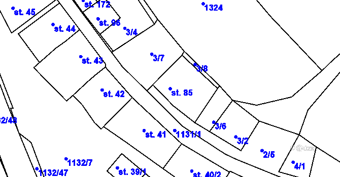 Parcela st. 85 v KÚ Jabloňany, Katastrální mapa