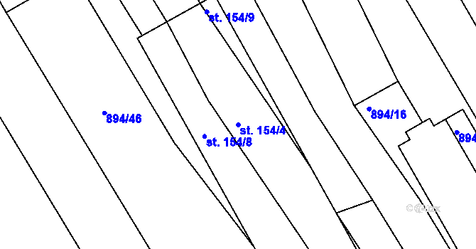 Parcela st. 154/4 v KÚ Jabloňany, Katastrální mapa