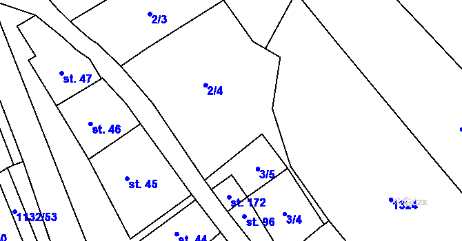 Parcela st. 3/1 v KÚ Jabloňany, Katastrální mapa