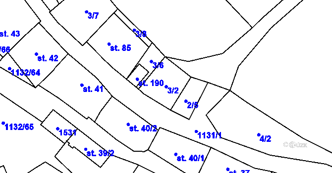 Parcela st. 3/2 v KÚ Jabloňany, Katastrální mapa