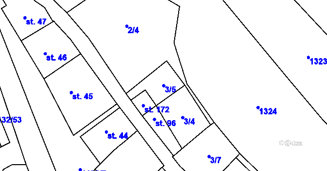 Parcela st. 3/5 v KÚ Jabloňany, Katastrální mapa