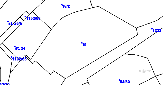 Parcela st. 19 v KÚ Jabloňany, Katastrální mapa