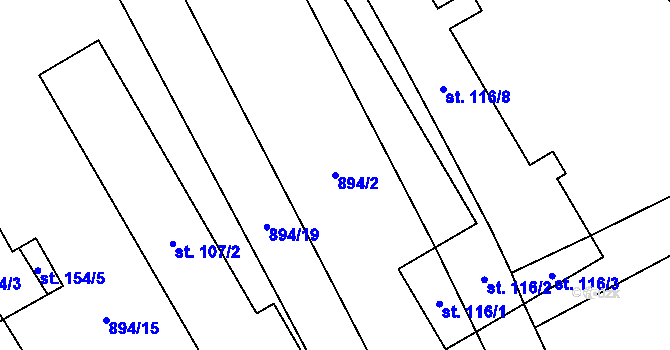 Parcela st. 894/2 v KÚ Jabloňany, Katastrální mapa