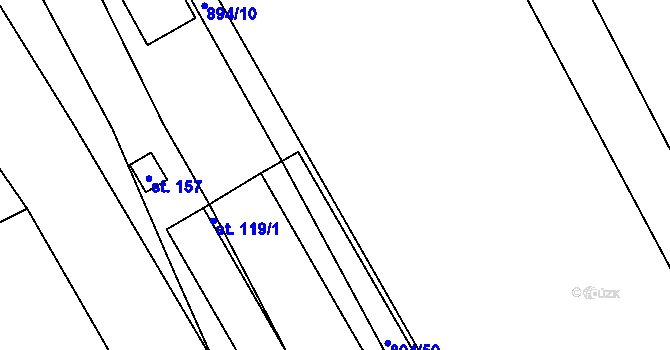 Parcela st. 894/13 v KÚ Jabloňany, Katastrální mapa