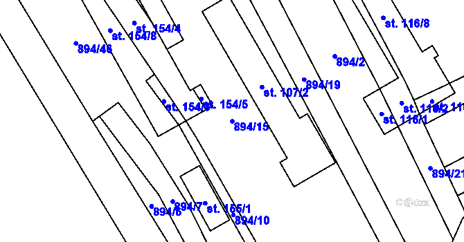 Parcela st. 894/15 v KÚ Jabloňany, Katastrální mapa