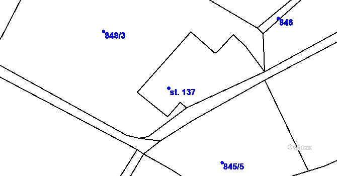 Parcela st. 137 v KÚ Buřany, Katastrální mapa