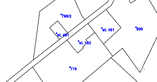 Parcela st. 162 v KÚ Buřany, Katastrální mapa