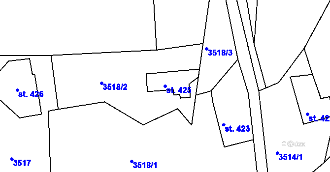 Parcela st. 425 v KÚ Buřany, Katastrální mapa