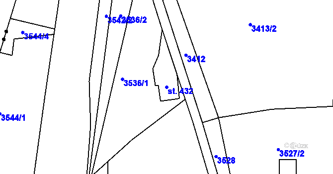Parcela st. 432 v KÚ Buřany, Katastrální mapa