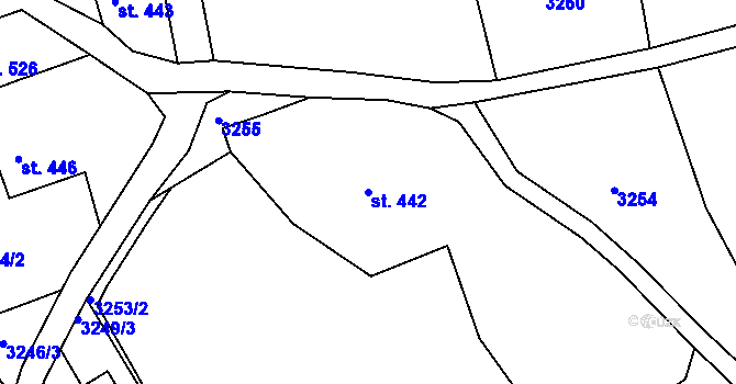 Parcela st. 442 v KÚ Buřany, Katastrální mapa
