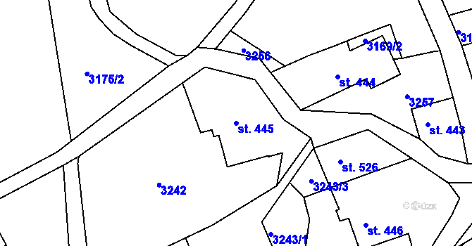 Parcela st. 445 v KÚ Buřany, Katastrální mapa