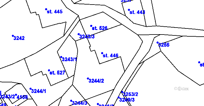 Parcela st. 446 v KÚ Buřany, Katastrální mapa