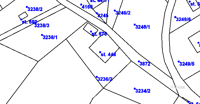 Parcela st. 448 v KÚ Buřany, Katastrální mapa
