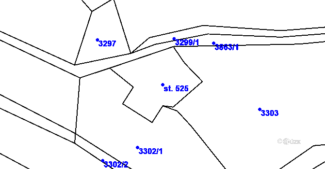 Parcela st. 525 v KÚ Buřany, Katastrální mapa