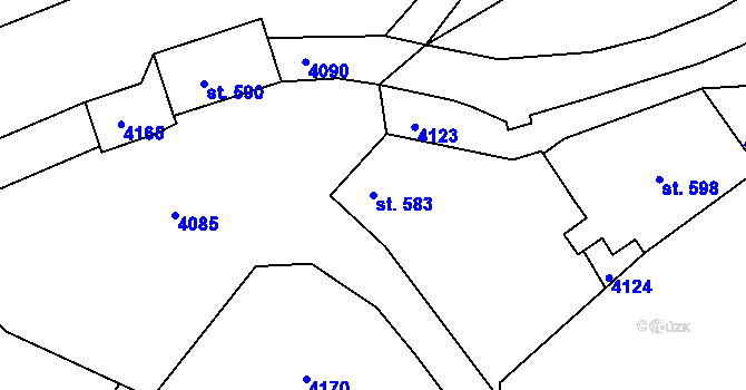 Parcela st. 583 v KÚ Buřany, Katastrální mapa