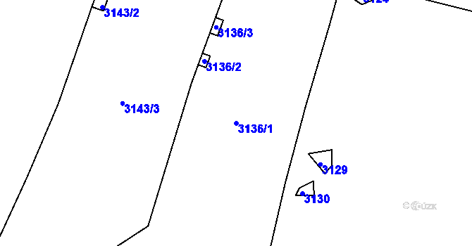 Parcela st. 3136/1 v KÚ Buřany, Katastrální mapa