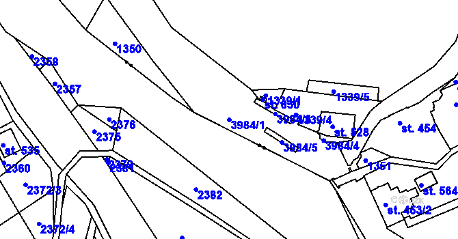 Parcela st. 3984/1 v KÚ Buřany, Katastrální mapa