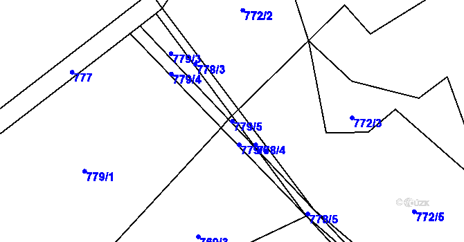 Parcela st. 779/5 v KÚ Buřany, Katastrální mapa
